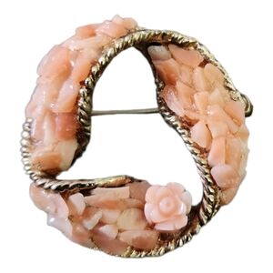 Vintage coral color brooch